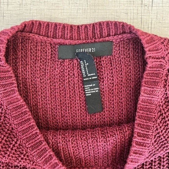 Forever21 Red Heavy Knitted Long Sleeve Sweater Size Medium - Picture 5 of 10